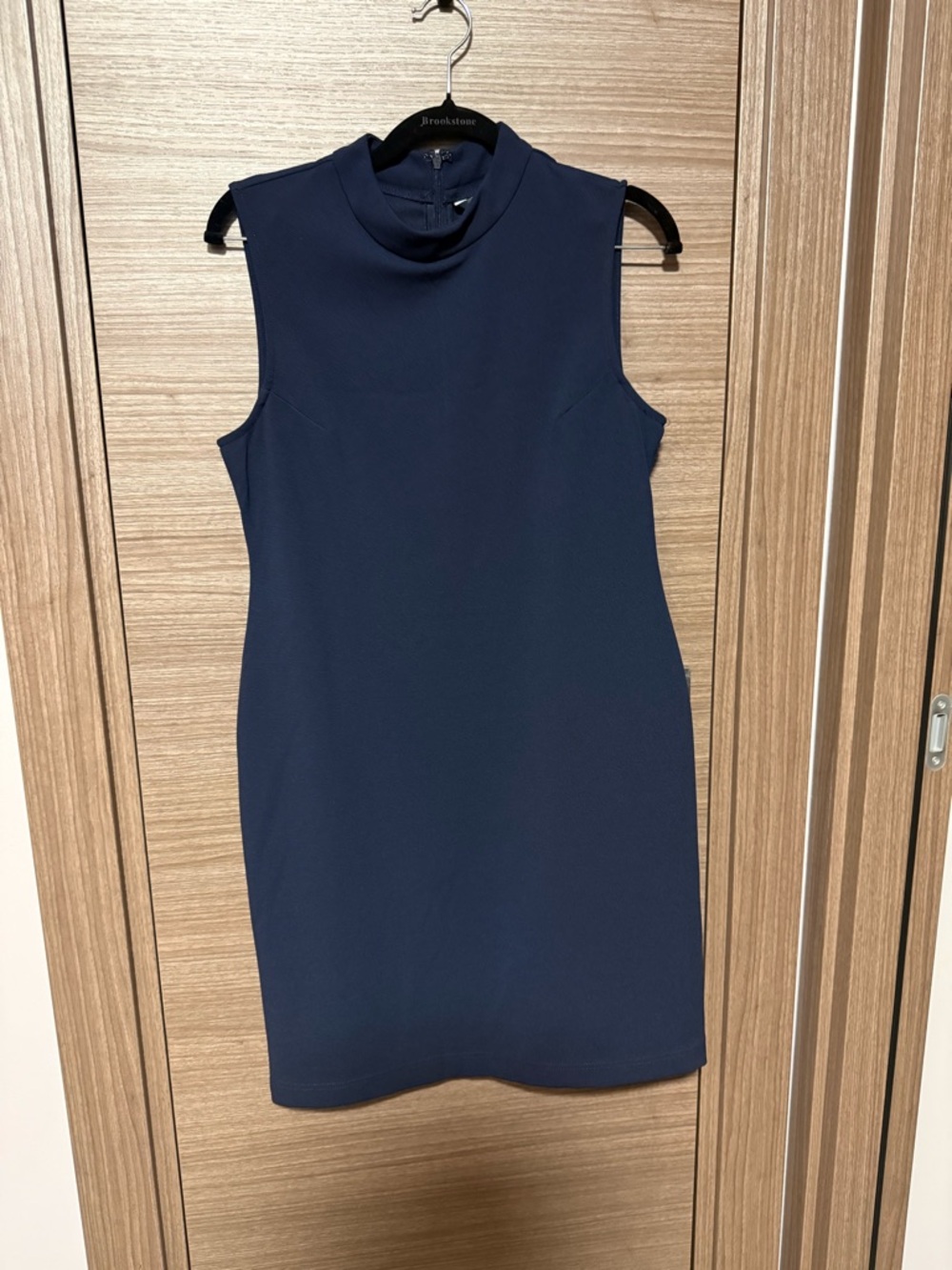 Sharagano Navy Sleeveless Mock Neck Mini Dress